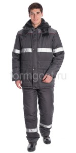 Костюм "Профи Люкс" утепл. с п/к, сер. + св. сер.