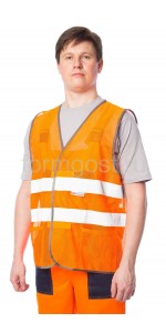 Жилет "Габарит" (тк. сетка). оранж. флуоресцент.