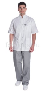 Блуза "Элит" мед. муж., бел. + сер.