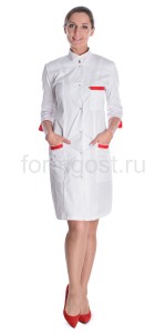 Халат "Элит" мед. жен, бел. + красн.