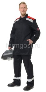 Костюм огнестойкий "Титан Премиум" (2 кл. защ.), черн. + красн.