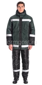 Костюм "Меридиан" утепл. с п/к,зел. + черн.