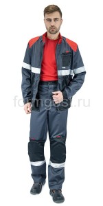 Костюм "ФОРМГОСТ" с брюками, серый + черный + красный