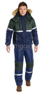 Костюм "Вираж Люкс" утепл. с бр., син. + зел.