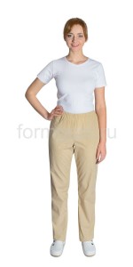 Брюки женские, бежевые, вид спереди 1