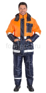 Куртка "Трасса" утепленная, оранжевый флюоресцентный + синий