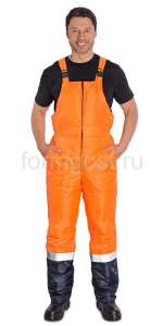 Полукомбинезон "Трасса" утепл., оранж.фл. + син.