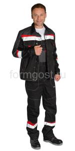 Костюм "Флагман" с п/к, черн. + т.сер.