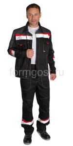 Костюм "Флагман" с п/к, черн. + т.сер.