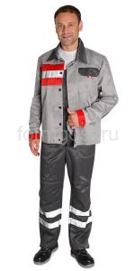 Костюм "Имидж" с п/к, сер. + красн.
