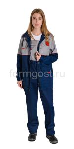 Костюм "ФормгостМегаполис" женский с п/к, сер. + син.