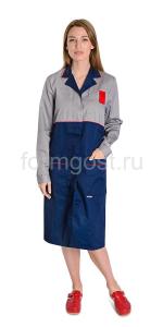 Халат "ФормгостМегаполис" женский, сер. + син.