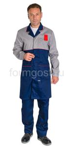 Халат "ФормгостМегаполис" мужской, сер. + син.