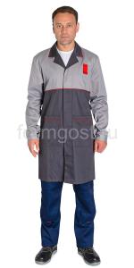 Халат "ФормгостМегаполис" мужской, т.сер. + св.сер.