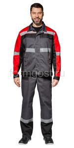 Костюм "Орбита" с п/к, т.сер.+красн.+черн.