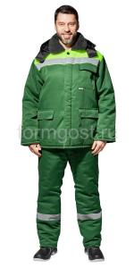 Костюм "Труд М" утепл. с бр., зел. + желт. фл.