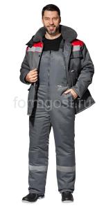 Костюм "Труд М" утепл. с п/к., сер. + красн.