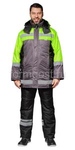 Куртка "Меридиан" утепл., т.сер. + черн. + желт. фл.