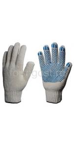 Перчатки рабочие ХБ 5 нитей 10 класс с ПВХ ТОЧКА белые