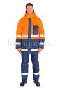 Куртка "Трасса" утепл. (тк.смесовая), оранж.фл. + син.