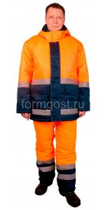 Костюм "Трасса" утепленный с брюками, синий + оранжевый